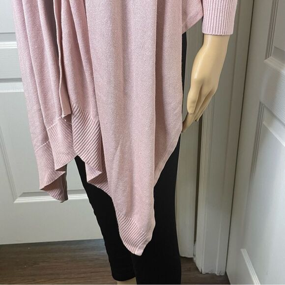 Bebe Cascading Front Long Sleeve Cardigan High Low Hem Light Pink Size Large - Picture 6 of 11